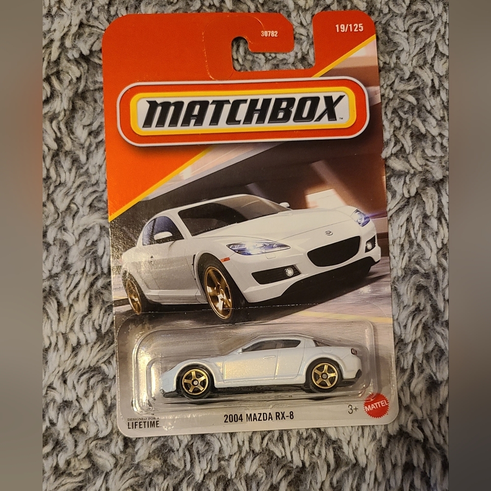 Matchbox 2004 Mazda RX-8 Toy Car - White with Gold Wheels